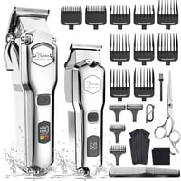 Hatteker Professzionális Hajvágó és Szakállvágó Készlet - Vezeték Nélküli, Vízálló, Akkumulátoros Trimmer LCD Kijelzővel, Ezüst 1