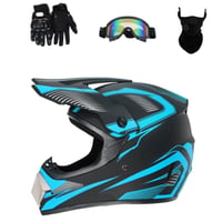 Cască de motocross full-face HaTur cu mănuși, ochelari și mască - bleu - mărimea L 2