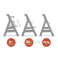Detská stolička Hauck Alpha+ z dreva – výškovo nastaviteľná, od 6 mesiacov do 90 kg, sivá 5