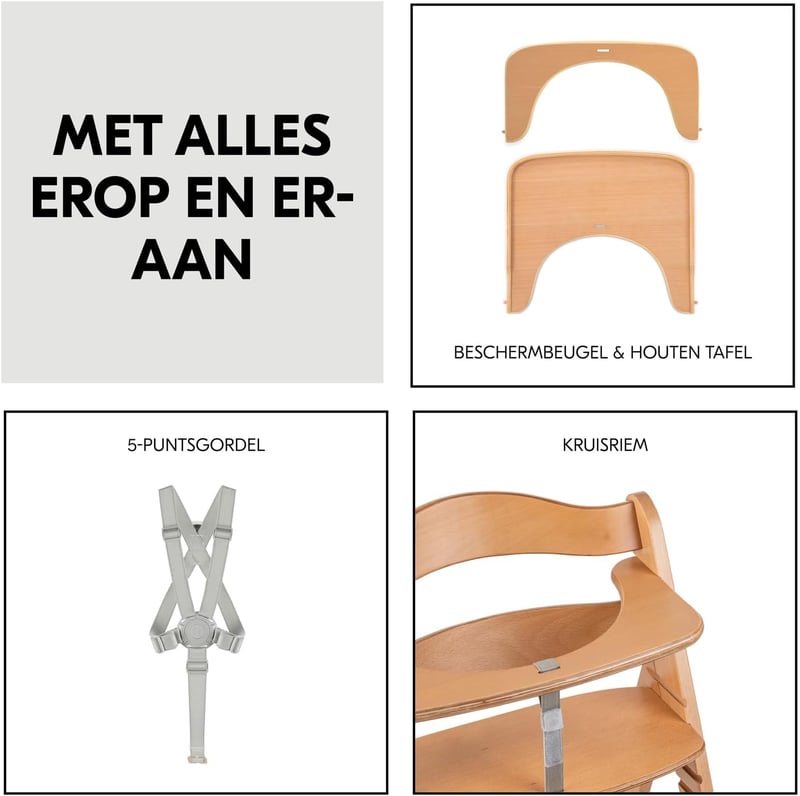 hauck Beta+ Natural Fa Etetőszék Kerekekkel 6 Hónapos Kortól 90kg-ig