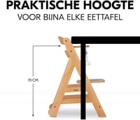 hauck Beta+ Natural Fa Etetőszék Kerekekkel 6 Hónapos Kortól 90kg-ig 3