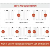 Bezpečnostná zábrana hauck s 21 cm nadstavcom, s plochým prechodom, biela, kovová — nezmazateľný nápis (stav: pozri 2. obrázok) 11