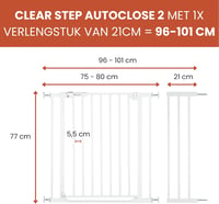 hauck Clear Step Autoclose 2 biztonsági kapu 96-101 cm, fehér, automata zárás, alacsony küszöb - White 2