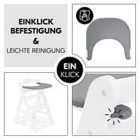 Hauck Click Tray Sivý jedálenský pultík pre drevené stoličky Alpha+ a Beta+ – Montáž bez náradia – Plast s certifikátom GRS – Pre deti od 6 do 36 mesiacov 3