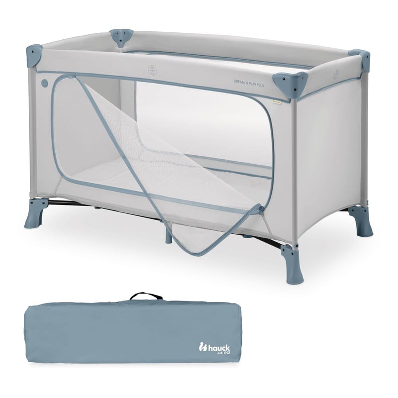 Cestovná postieľka Hauck Dream N Play Plus XL s bočným otvorom – Dusty Blue
