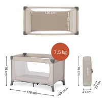 Hauck Dream N Play putni krevetić za djecu od rođenja do 15 kg, sklopiv, s torbom za nošenje, površina za ležanje 120x60 cm, bež 4