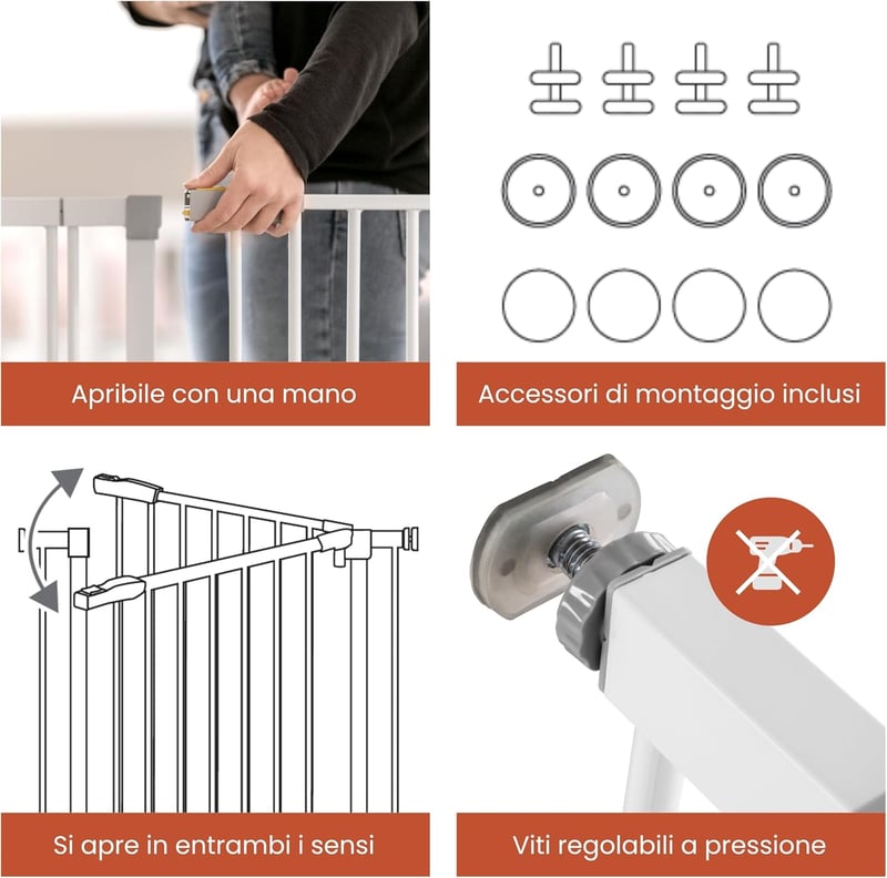hauck Open N Stop KD biztonsági kapu 96-101 cm, nyomásfixálás, bővíthető 21 cm - 96 - 101 cm, White, Gate + 21 cm extension