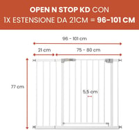 hauck Open N Stop KD biztonsági kapu 96-101 cm, nyomásfixálás, bővíthető 21 cm - 96 - 101 cm, White, Gate + 21 cm extension 2