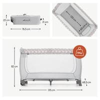 Cestovná postieľka Hauck Sleep N Play Centre 7-dielna súprava, s vložkou pre novorodencov, prebaľovacou podložkou, kolieskami, do 15 kg, Teddy Grey 5