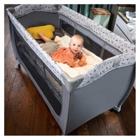 Cestovná postieľka Hauck Sleep N Play Centre 7-dielna súprava, s vložkou pre novorodencov, prebaľovacou podložkou, kolieskami, do 15 kg, Teddy Grey 3
