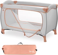 Cestovná postieľka Hauck Sleep N Play GO Plus XL s otvorom na hranie a kolieskami – farba Dusty Cork 1