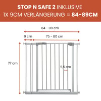 Hauck Stop N Safe 2 sigurnosna vrata 84-89 cm srebrna, zaštita za stepenice i vrata 2