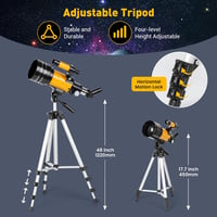 HAUEA Teleszkóp Csillagászat 70/400mm Gyerekeknek Kezdőknek Felnőtteknek Állvánnyal Hold Szűrővel Telefon Adapterrel Bolygók Hold Megfigyelé 8