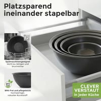 Hausfelder Saláta Tál Szett 4 Részes Fedővel, BPA-Mentes Műanyag Tálak Antracit Fekete 5
