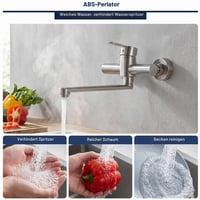 Baterie de perete Hausharbor, pivotantă la 360°, din oțel inoxidabil pentru bucătărie 3