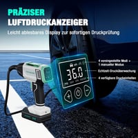 HAUSHOF Akkumulátoros légkompresszor 150 PSI 10,3 bar, 4 mód kézi üzemmód, digitális kijelző, automatikus leállítás kerékpár motor 20V 2000m 5