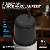 HAUSHOF Prenosný bezdrôtový elektrický mlynček na kávu a kávovar na espresso so zabudovaným systémom varenia, dvojitým vekom, dobíjateľný, s termohrnčekom, na kempovanie 8