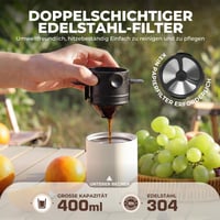 HAUSHOF Prenosný bezdrôtový elektrický mlynček na kávu a kávovar na espresso so zabudovaným systémom varenia, dvojitým vekom, dobíjateľný, s termohrnčekom, na kempovanie 6