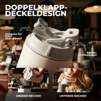 HAUSHOF Prenosný bezdrôtový elektrický mlynček na kávu a kávovar na espresso so zabudovaným systémom varenia, dvojitým vekom, dobíjateľný, s termohrnčekom, na kempovanie 5