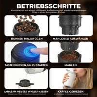 HAUSHOF Prenosný bezdrôtový elektrický mlynček na kávu a kávovar na espresso so zabudovaným systémom varenia, dvojitým vekom, dobíjateľný, s termohrnčekom, na kempovanie 3
