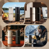 HAUSHOF Prenosný bezdrôtový elektrický mlynček na kávu a kávovar na espresso so zabudovaným systémom varenia, dvojitým vekom, dobíjateľný, s termohrnčekom, na kempovanie 9