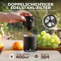 HAUSHOF Prenosný bezdrôtový elektrický mlynček na kávu so vstavaným kávovarom, dizajn s dvojitým vekom, nabíjateľný, s termoskou, na kempovanie 7