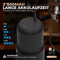 HAUSHOF Prenosný bezdrôtový elektrický mlynček na kávu so vstavaným kávovarom, dizajn s dvojitým vekom, nabíjateľný, s termoskou, na kempovanie 5