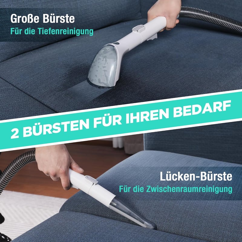 HAUSHOF StainZapper Air Akkumulátoros Folttisztító, 24V Kárpittisztító Gép, 12 kPa Szívóerő, 1,5L Tartály, Szőnyeg és Bútor Tisztítására