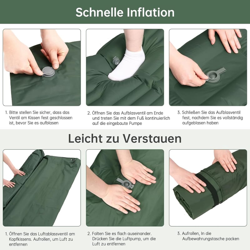 HAUSPROFI 2 személyes önfelfújó kemping matrac 194x137 cm pumpával