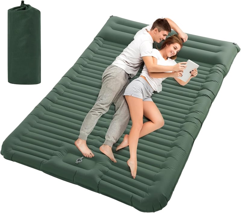 HAUSPROFI 2 személyes önfelfújó kemping matrac 194x137 cm pumpával