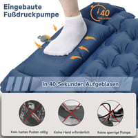 Saltea gonflabilă de camping HAUSPROFI cu pompă de picior și pernă inclusă, 10 cm, izopren ultralușor, albastru închis, pentru drumeții, plajă și activități în aer liber 4
