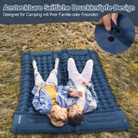 Saltea gonflabilă de camping HAUSPROFI cu pompă de picior și pernă inclusă, 10 cm, izopren ultralușor, albastru închis, pentru drumeții, plajă și activități în aer liber 5