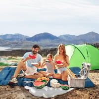 Saltea gonflabilă de camping HAUSPROFI cu pompă de picior și pernă inclusă, 10 cm, izopren ultralușor, albastru închis, pentru drumeții, plajă și activități în aer liber 8
