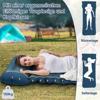 Saltea gonflabilă de camping HAUSPROFI cu pompă de picior și pernă inclusă, 10 cm, izopren ultralușor, albastru închis, pentru drumeții, plajă și activități în aer liber 6