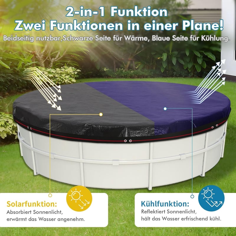 HAUSPROFI Kerek Medence Takaró 560 cm, UV-Álló Vízálló Ponyva 200g/m²