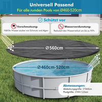 HAUSPROFI Kerek Medence Takaró 560 cm, UV-Álló Vízálló Ponyva 200g/m² 2