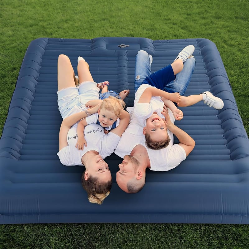 HAUSPROFI Kétszemélyes Felfújható Camping Matrac 194x137cm Pumpával és Párnával