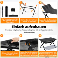 Masă de camping pliabilă HAUSPROFI 120x70x70 cm, masă de grădină din aluminiu pentru 4-6 persoane, capacitate portantă 100 kg, cu geantă de transport, negru 7