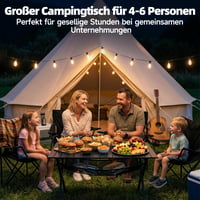 Masă de camping pliabilă HAUSPROFI 120x70x70 cm, masă de grădină din aluminiu pentru 4-6 persoane, capacitate portantă 100 kg, cu geantă de transport, negru 8