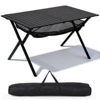 Masă de camping pliabilă HAUSPROFI 120x70x70 cm, masă de grădină din aluminiu pentru 4-6 persoane, capacitate portantă 100 kg, cu geantă de transport, negru 1