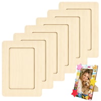 HavaCue Set od 6 drvenih okvira za slike za bojenje 19x14 cm, DIY set s ukrasnim kamenčićima, šljokičastim pjenastim naljepnicama, kistovima u boji i ljepilom 1