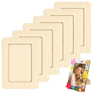 HavaCue Set de 6 rame foto de pictat 19x14 cm, kit DIY din lemn cu pietre strălucitoare, autocolante din spumă cu sclipici, pensulă colorată și rășină