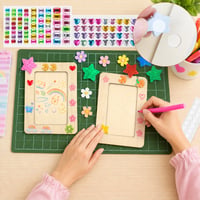 HavaCue Set od 6 drvenih okvira za slike za bojenje 19x14 cm, DIY set s ukrasnim kamenčićima, šljokičastim pjenastim naljepnicama, kistovima u boji i ljepilom 5