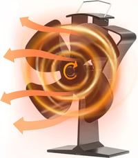HAWCAFU Kályha Ventilátor Hőmeghajtású Fa- és Pellet Kályhához - New 4-leaf design 1