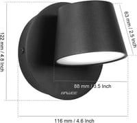 HAWEE Modern LED Fali Lámpa 350° Forgó Nordic Stílusú Fekete 6000K 6