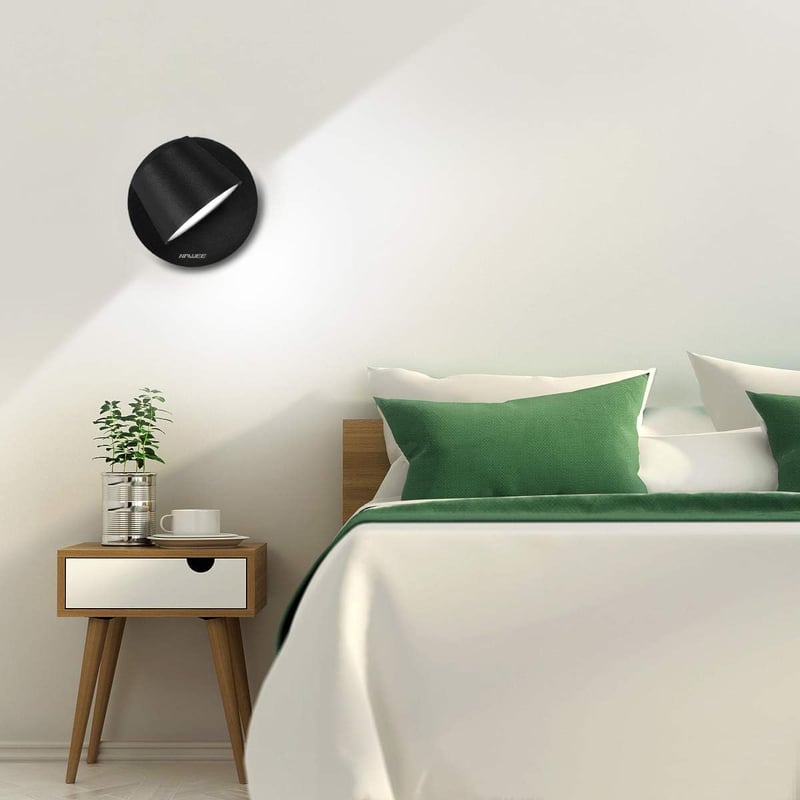 HAWEE Modern LED Fali Lámpa 350° Forgó Nordic Stílusú Fekete 6000K