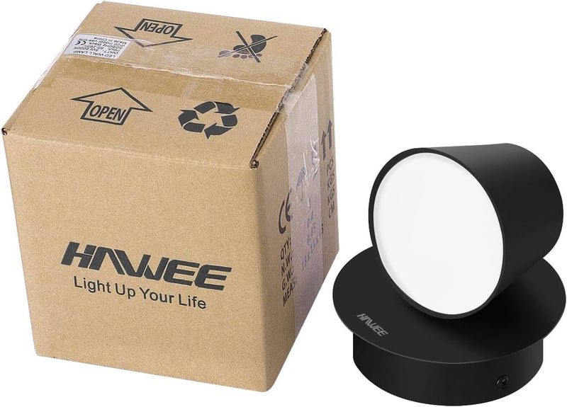 HAWEE Modern LED Fali Lámpa 350° Forgó Nordic Stílusú Fekete 6000K