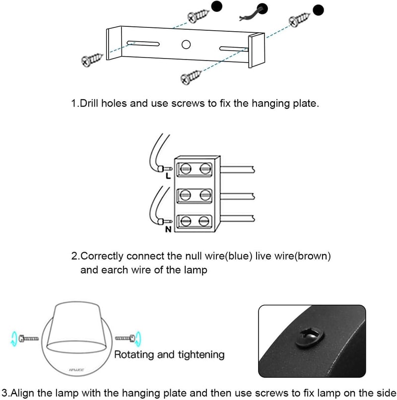 HAWEE Modern LED Fali Lámpa 350° Forgó Nordic Stílusú Fekete 6000K