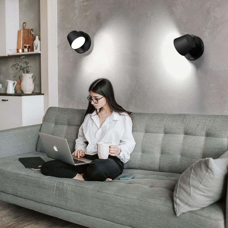 HAWEE Modern LED Fali Lámpa 350° Forgó Nordic Stílusú Fekete 6000K