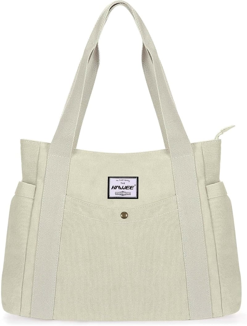 HAWEE Vásárlótáska Női Válltáska Fehér Nagy Shopper Táska Utazáshoz Munkához